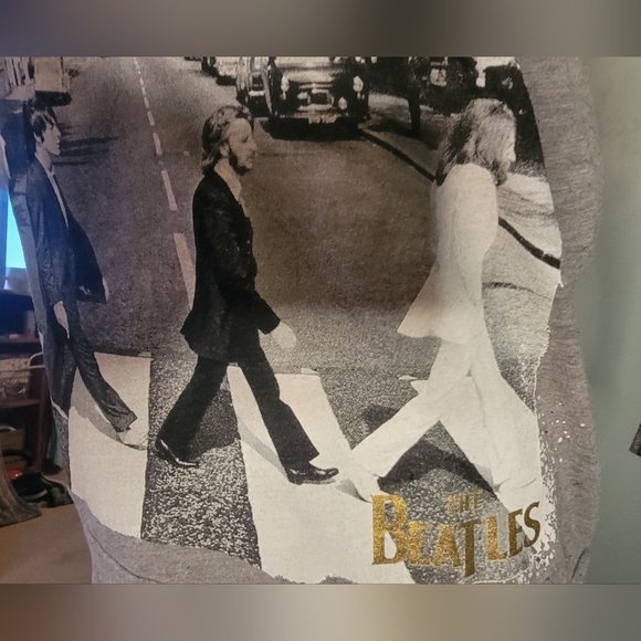 Grey Beatles Abbey Road wide neck tshirt 3/4 sleeve - Picture 2 of 6
